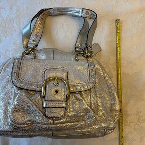 COACH  Metallic Gold Leather Satchel Tote Hobo Shoulder Bag
